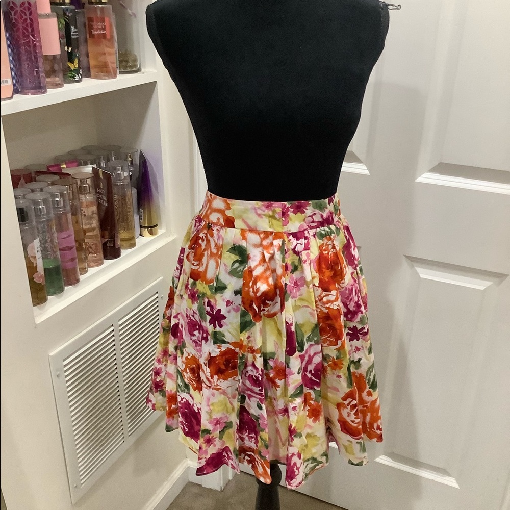 Floral Print A Line Skirt
